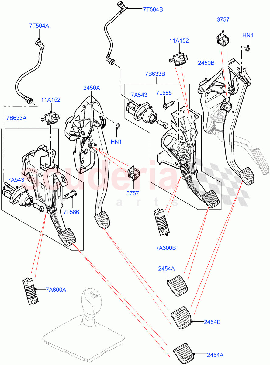 Brake And Clutch Controls (6 Speed Manual Trans BG6, Halewood (UK)) ((V) FROMMH000001) of Land Rover Land Rover Discovery Sport (2015+) [1.5 I3 Turbo Petrol AJ20P3]