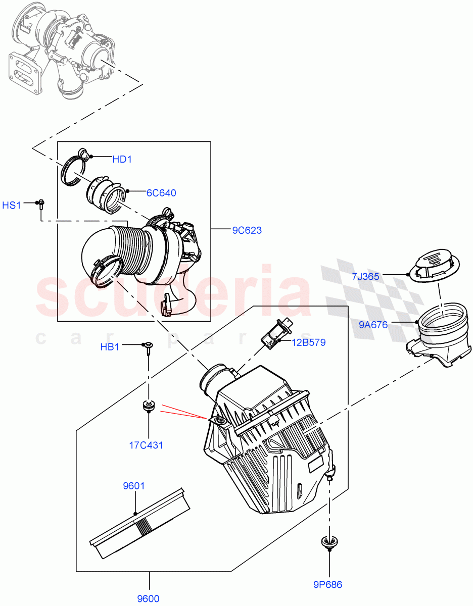 Air Cleaner (2.0L AJ20P4 Petrol Mid PTA, Changsu (China)) of Land Rover Land Rover Range Rover Evoque (2019+) [2.0 Turbo Petrol AJ200P]