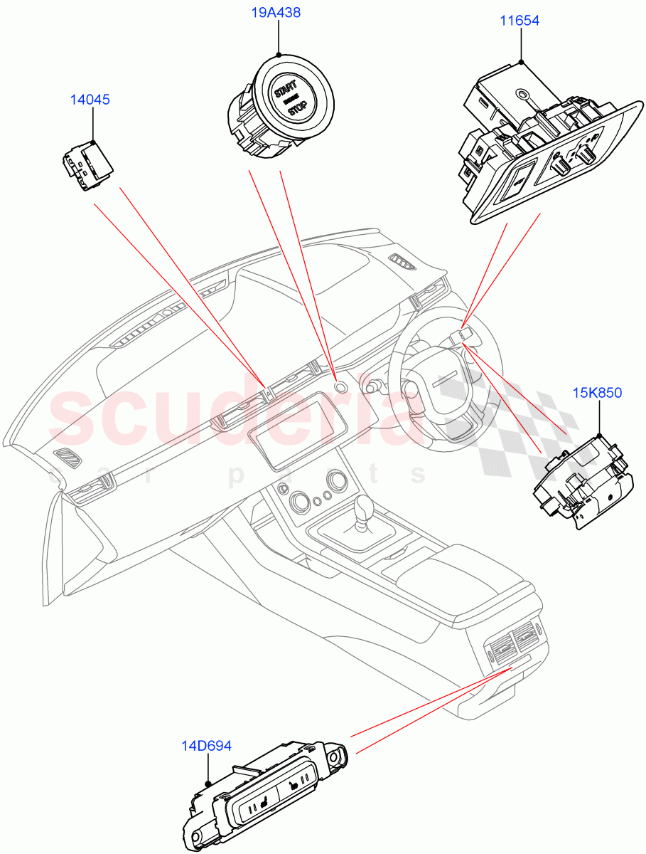 Switches (Facia And Console) (Changsu (China)) of Land Rover Land Rover Range Rover Evoque (2019+) [2.0 Turbo Diesel]