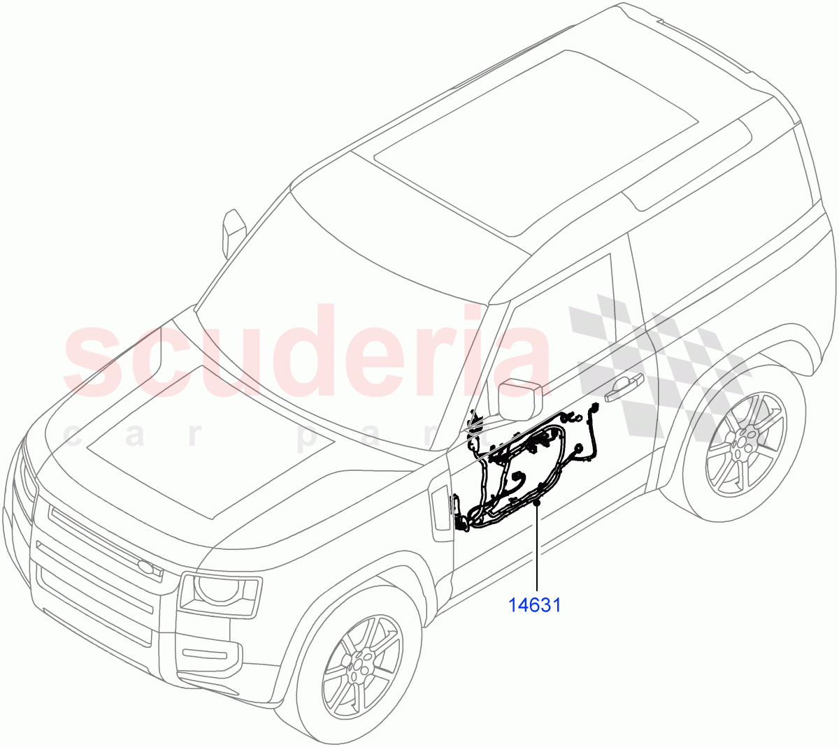 Wiring - Body Closures (Front Doors) (3 Door, Short Wheelbase) of Land Rover Land Rover Defender (2020+) [5.0 OHC SGDI SC V8 Petrol]