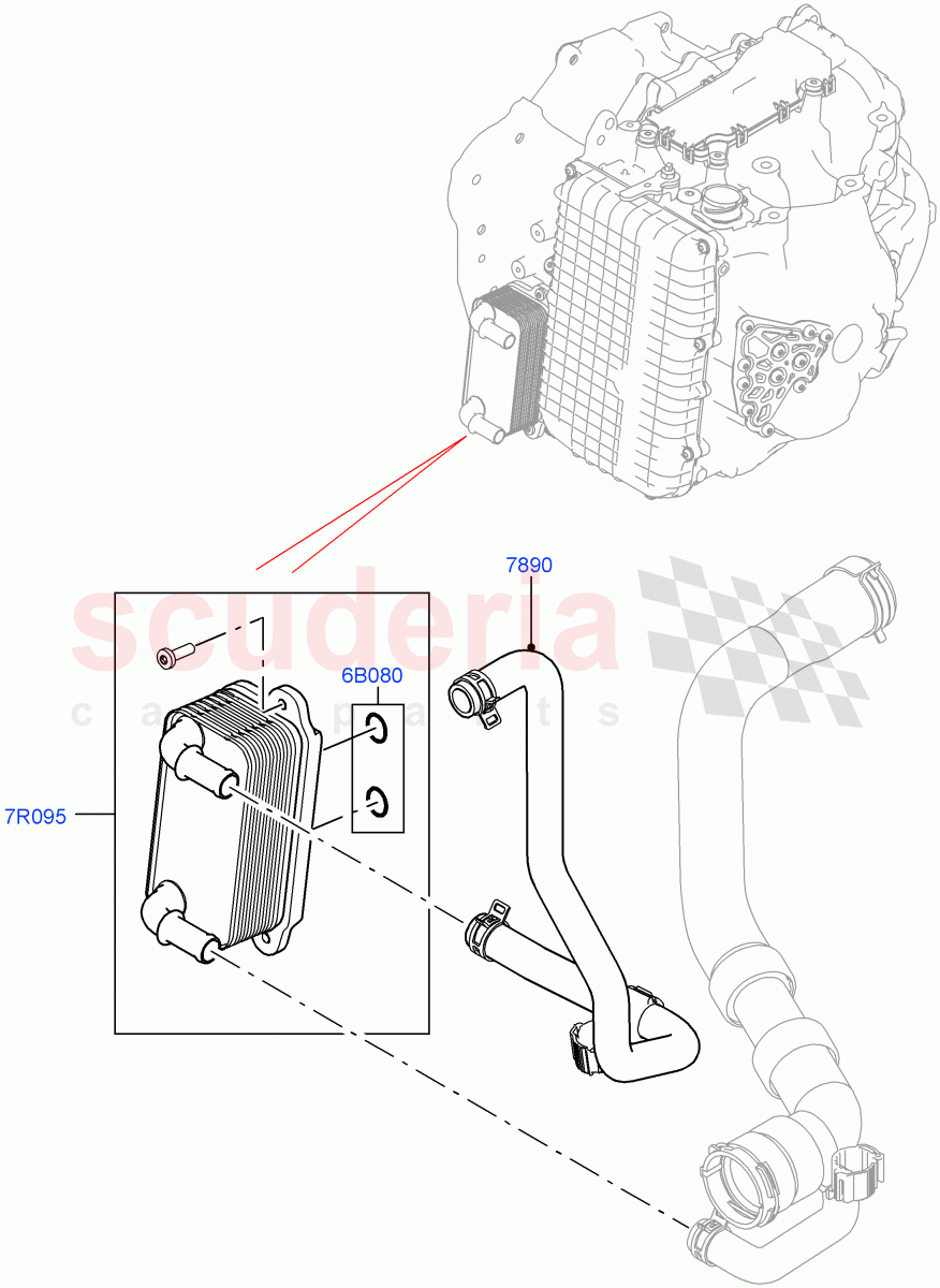 Transmission Cooling Systems (2.2L CR DI 16V Diesel, 9 Speed Auto AWD, Halewood (UK)) ((V) FROMEH000001) of Land Rover Land Rover Range Rover Evoque (2012-2018) [2.0 Turbo Diesel]