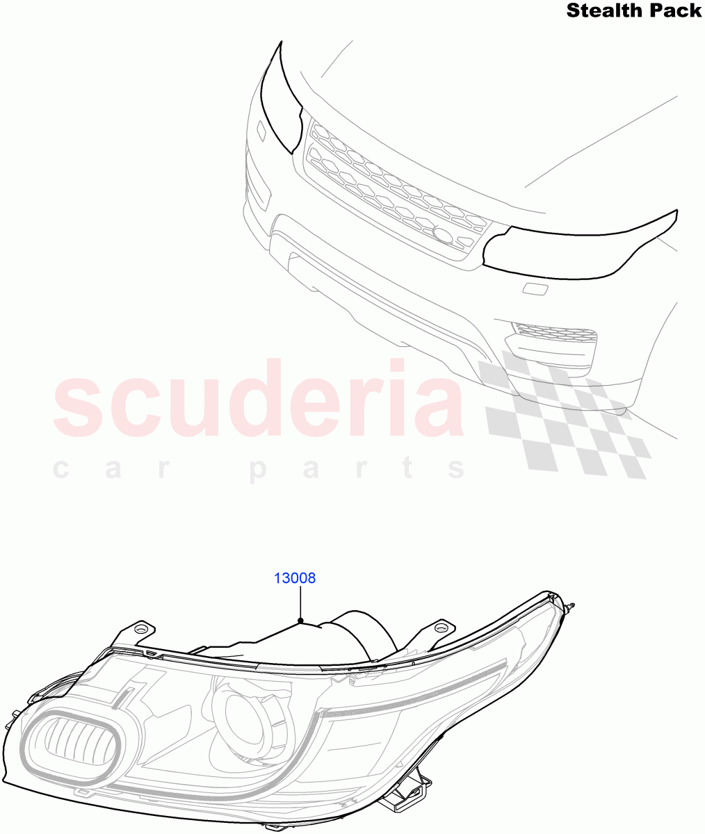 Headlamps And Front Flasher Lamps(Tow Eye Cover - Satin Black,With BI - Xenon Headlamps,Tow Eye Cover - Black,With Adaptive Headlamps Bi Xenon)((V)FROMFA000001) of Land Rover Land Rover Range Rover Sport (2014+) [2.0 Turbo Petrol AJ200P]