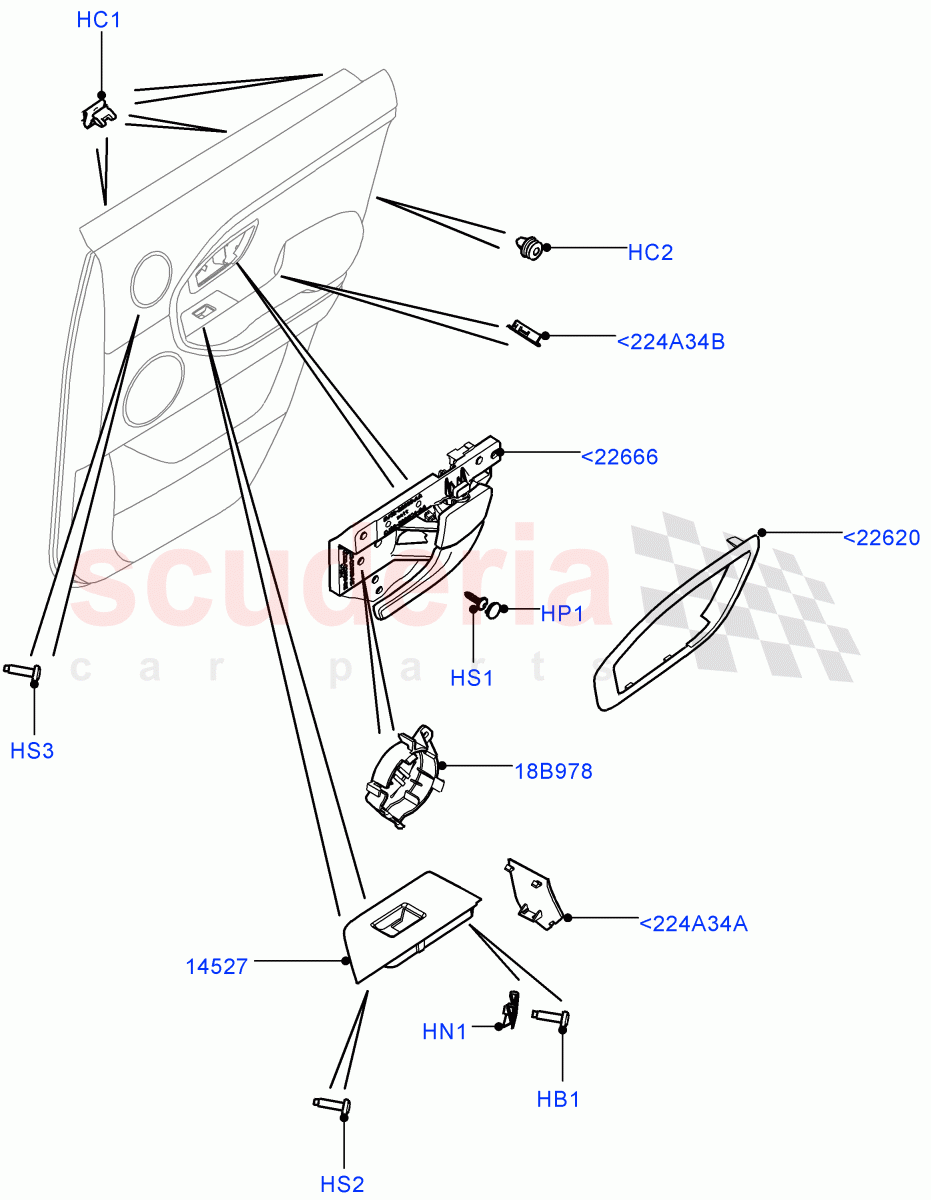 Rear Door Trim Installation (5 Door, Itatiaia (Brazil)) ((V) FROMGT000001) of Land Rover Land Rover Range Rover Evoque (2012-2018) [2.0 Turbo Petrol GTDI]