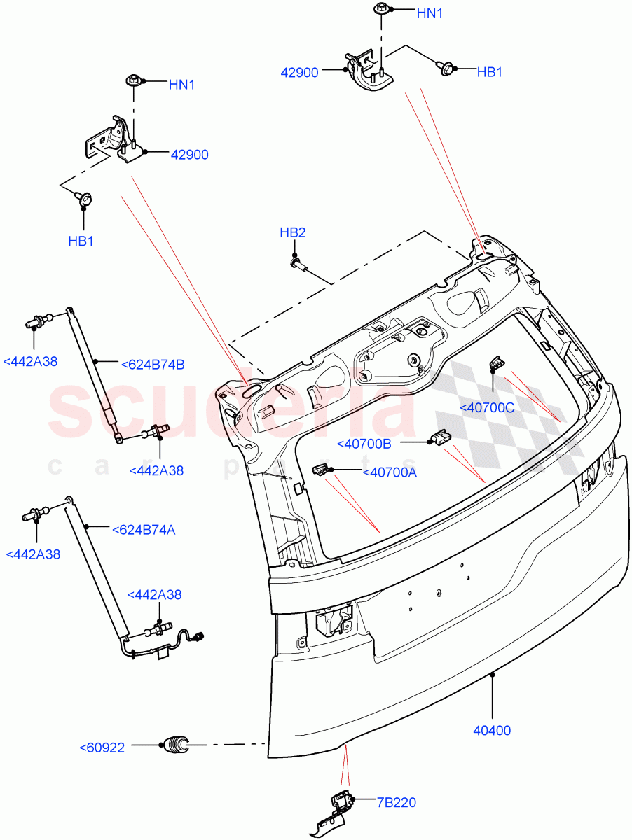 Luggage Compartment Door(Solihull Plant Build, Tailgate)((V)FROMHA000001) of Land Rover Land Rover Discovery 5 (2017+) [3.0 Diesel 24V DOHC TC]