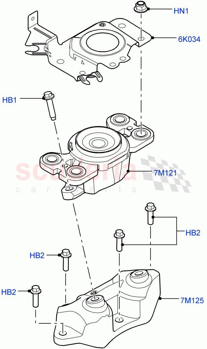 Transmission Mounting (2.0L I4 DSL MID DOHC AJ200, 9 Speed Auto AWD, Itatiaia (Brazil), 2.0L I4 DSL HIGH DOHC AJ200) ((V) FROMGT000001) of Land Rover Land Rover Discovery Sport (2015+) [2.0 Turbo Petrol AJ200P]