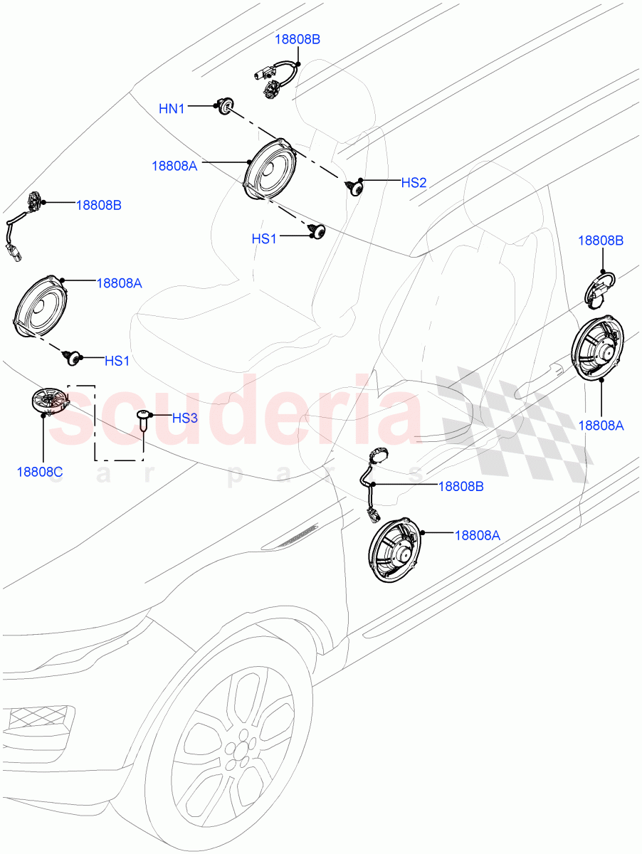 Speakers(Halewood (UK),Standard Audio (Base)) of Land Rover Land Rover Range Rover Evoque (2012-2018) [2.2 Single Turbo Diesel]