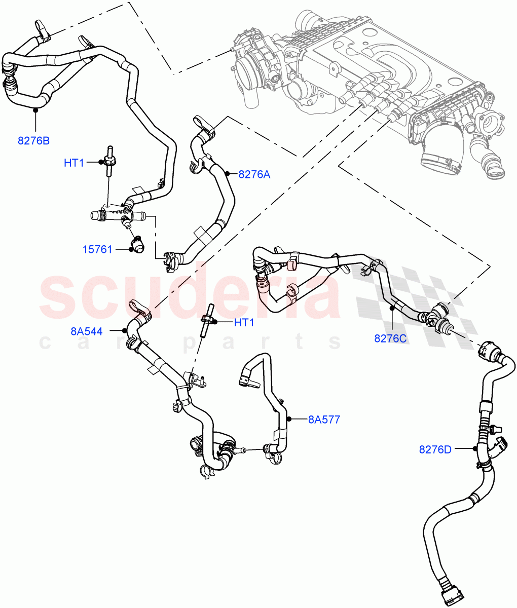 Cooling System Pipes And Hoses (Intercooler) (3.0L AJ20P6 Petrol High) of Land Rover Land Rover Range Rover (2022+) [3.0 I6 Turbo Petrol AJ20P6]
