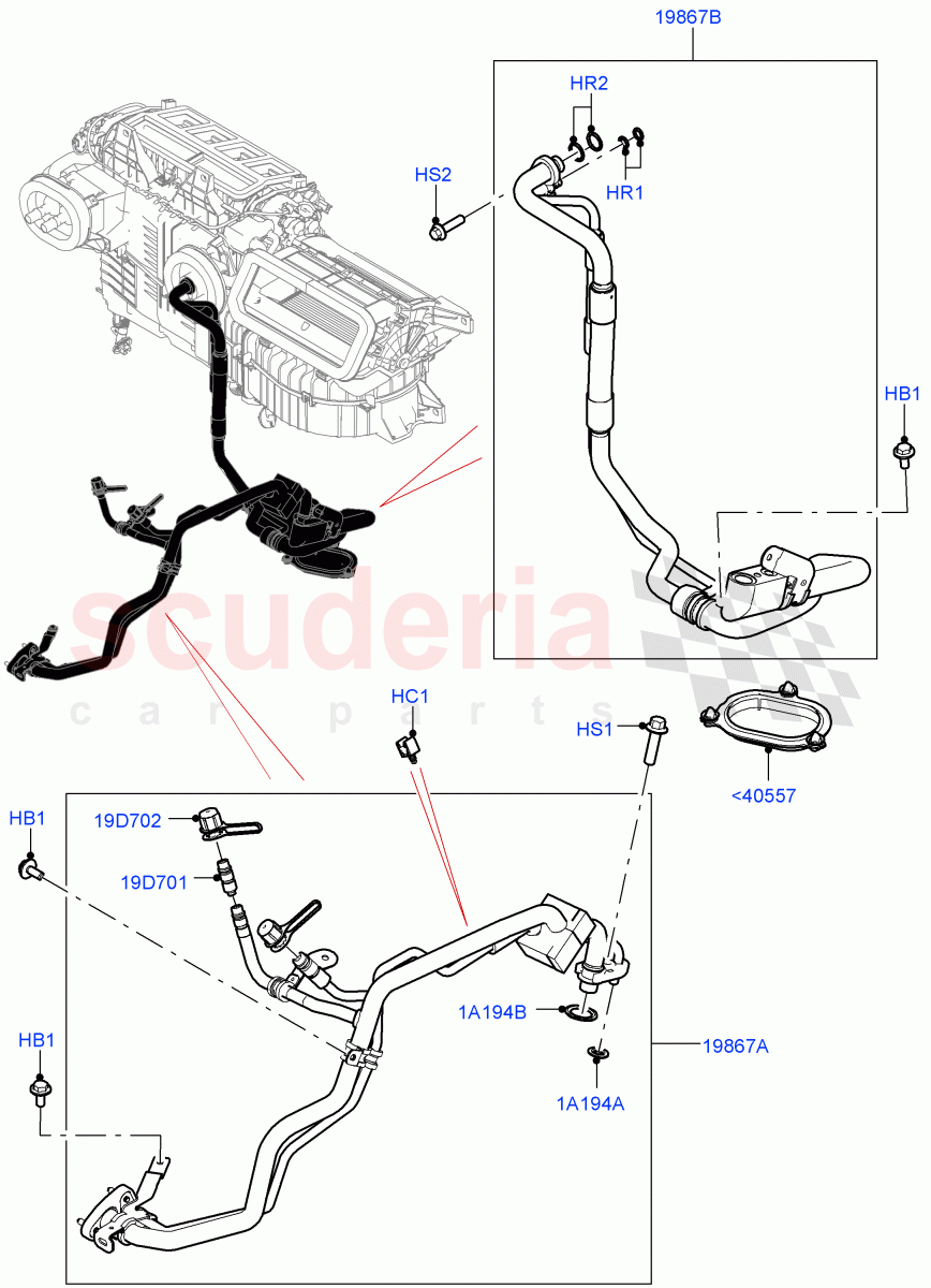 Air Conditioning System(3.0L AJ20P6 Petrol High,RHD,With Air Conditioning - Front/Rear,2.0L I4 High DOHC AJ200 Petrol,With Front Comfort Air Con (IHKA),2.0L I4 DSL HIGH DOHC AJ200,3.0L AJ20D6 Diesel High) of Land Rover Land Rover Defender (2020+) [3.0 I6 Turbo Petrol AJ20P6]