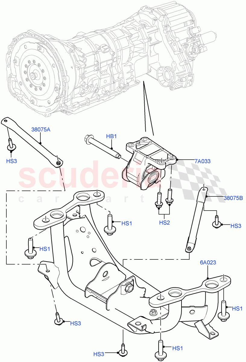 Transmission Mounting (3.0 V6 D Low MT ROW, 3.0 V6 D Gen2 Mono Turbo, 3.0 V6 D Gen2 Twin Turbo) ((V) FROMJA000001) of Land Rover Land Rover Range Rover (2012-2021) [4.4 DOHC Diesel V8 DITC]