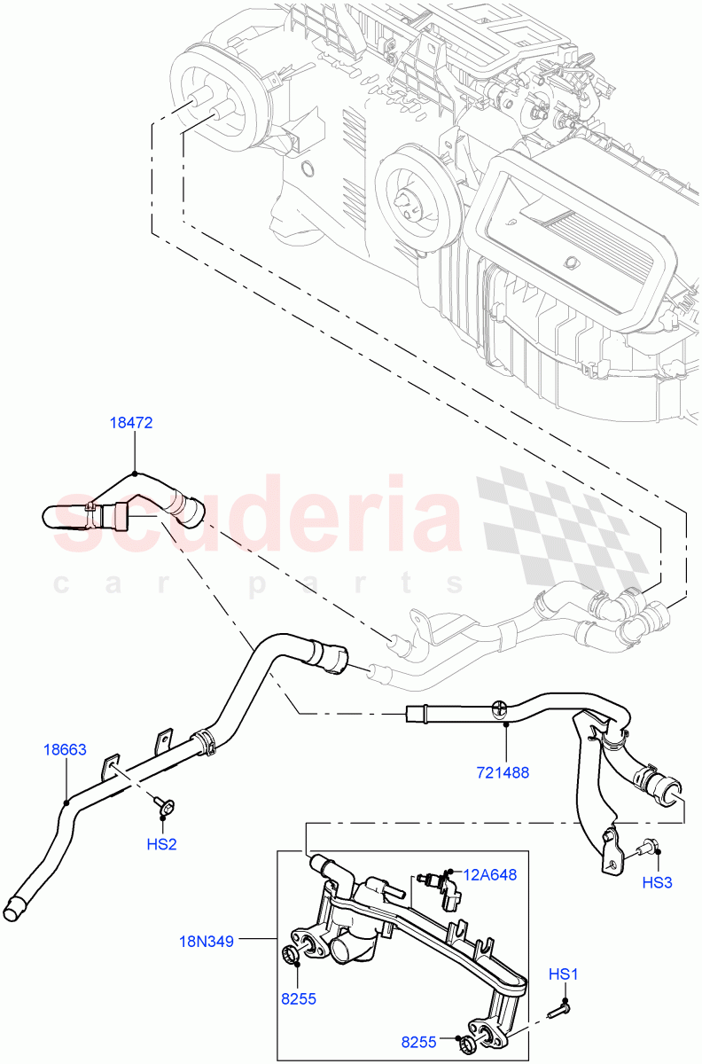 Heater Hoses (Front) (5.0 Petrol AJ133 DOHC CDA, Less Auxiliary Coolant Pumps, 5.0L P AJ133 DOHC CDA S/C Enhanced) ((V) FROMJA000001) of Land Rover Land Rover Range Rover Sport (2014+) [4.4 DOHC Diesel V8 DITC]
