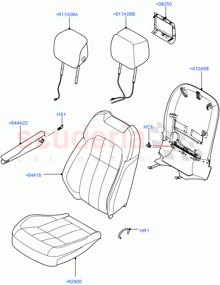 Front Seat Covers(Semi Aniline Leather Perf,Version - Core,Non SVR)((V)FROMJA000001) of Land Rover Land Rover Range Rover Sport (2014+) [2.0 Turbo Diesel]