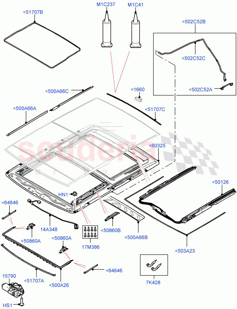 Sliding Roof Mechanism And Controls(Sunroof Frame)(With Roof Conversion-Panorama Power) of Land Rover Land Rover Range Rover (2012-2021) [3.0 Diesel 24V DOHC TC]