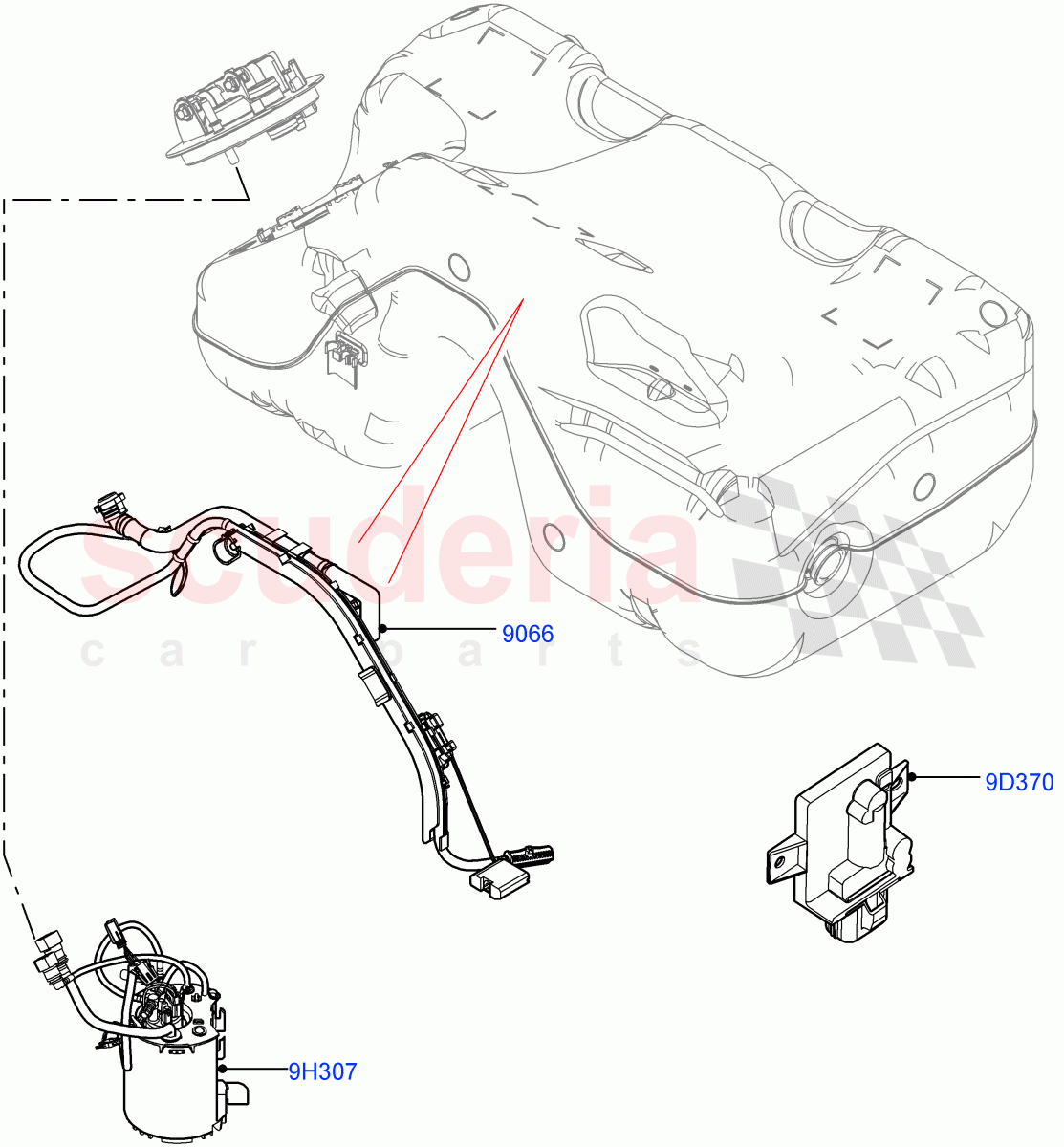 Fuel Pump And Sender Unit (2.0L I4 DSL MID DOHC AJ200, Halewood (UK), Less Emission Tank, 2.0L I4 DSL HIGH DOHC AJ200) of Land Rover Land Rover Range Rover Evoque (2012-2018) [2.0 Turbo Diesel]