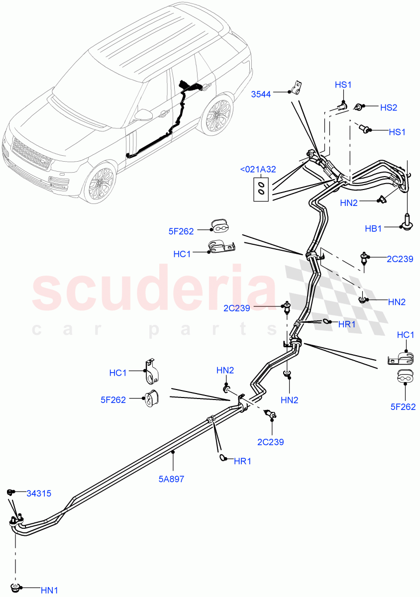 Active Anti-Roll Bar System (Rear, ARC Pipes) (5.0 Petrol AJ133 DOHC CDA, With ACE Suspension, 4.4L DOHC DITC V8 Diesel, 5.0L OHC SGDI SC V8 Petrol - AJ133, 5.0L P AJ133 DOHC CDA S/C Enhanced) ((V) TOJA999999) of Land Rover Land Rover Range Rover (2012-2021) [4.4 DOHC Diesel V8 DITC]