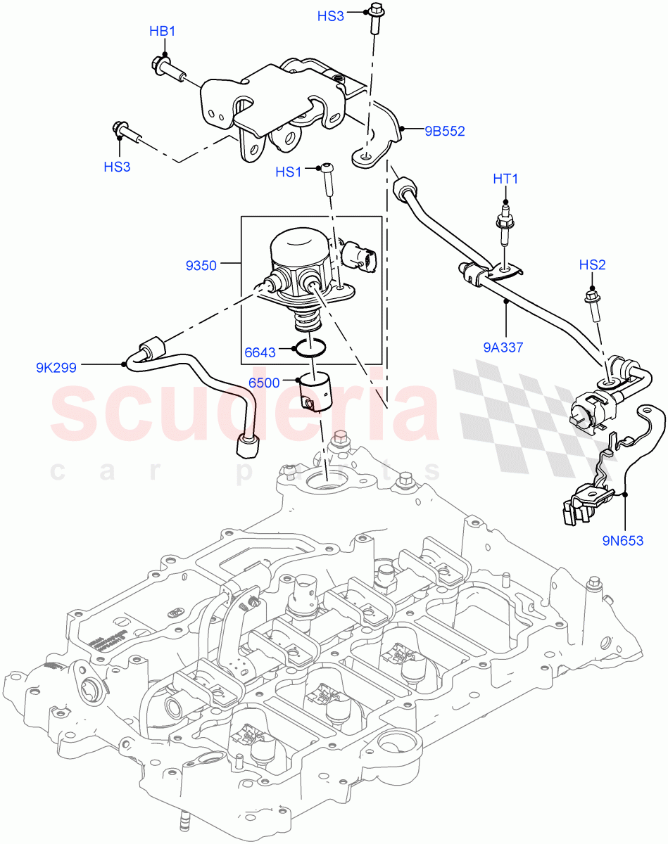 Fuel Injection Pump-Engine Mounted (Solihull Plant Build) (2.0L AJ200P Hi PHEV, 2.0L I4 High DOHC AJ200 Petrol, 2.0L I4 Mid DOHC AJ200 Petrol) ((V) FROMHA000001) of Land Rover Land Rover Range Rover Velar (2017+) [2.0 Turbo Petrol AJ200P]