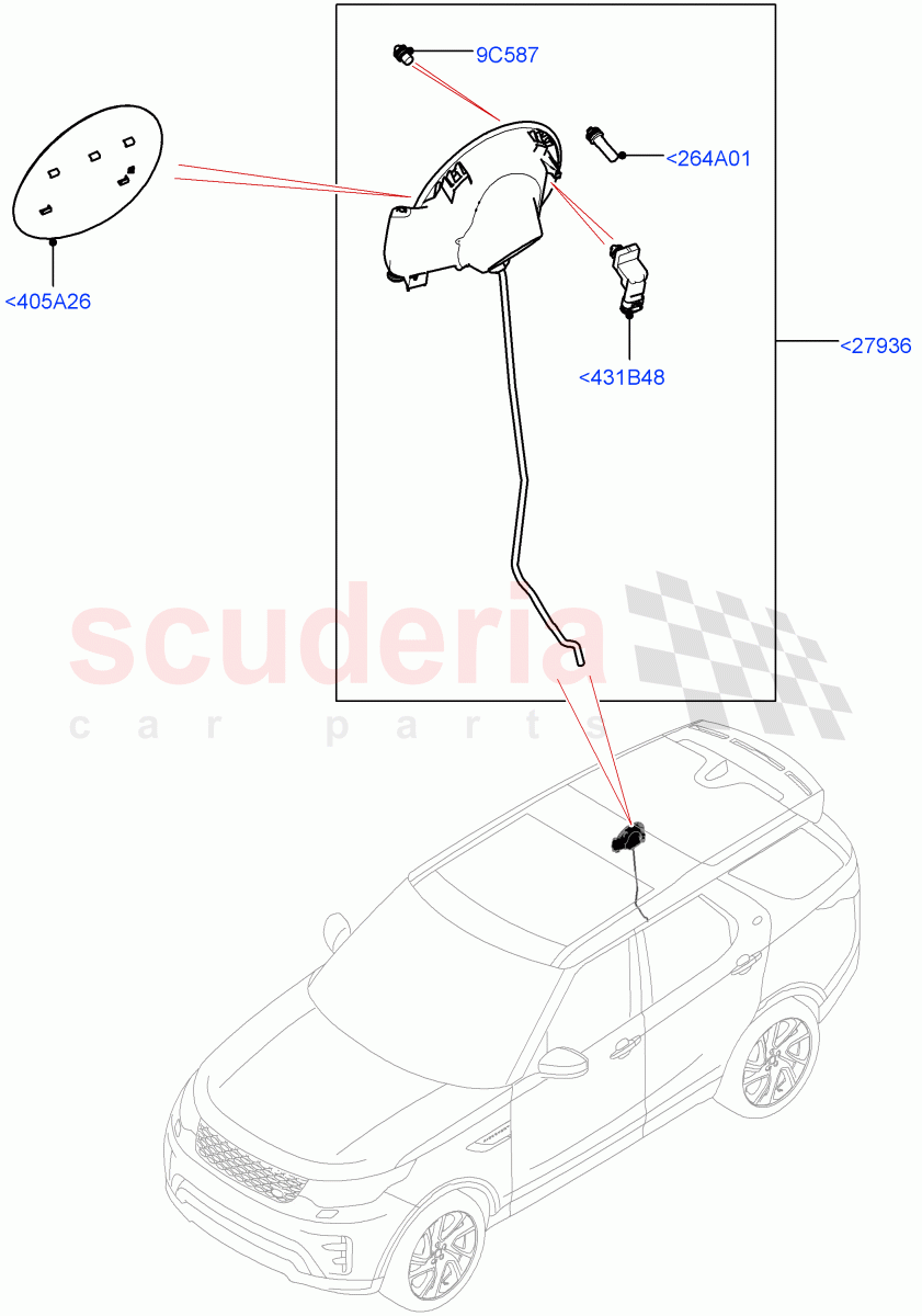 Fuel Tank Filler Door And Controls(Solihull Plant Build)((V)FROMHA000001) of Land Rover Land Rover Discovery 5 (2017+) [3.0 I6 Turbo Petrol AJ20P6]