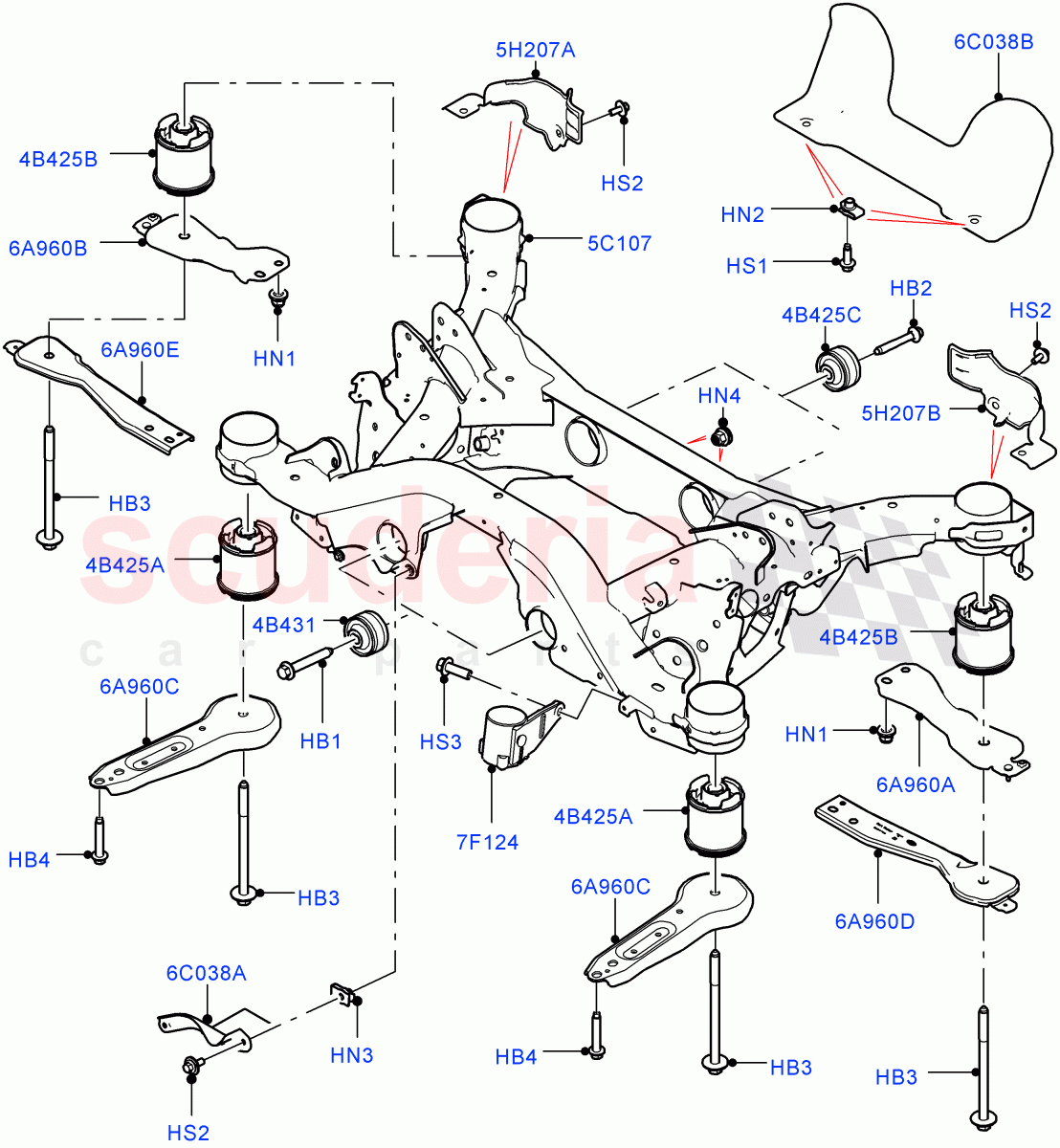 Rear Cross Member & Stabilizer Bar (Crossmember) (Changsu (China), Electric Engine Battery-MHEV) ((V) FROMKG446857) of Land Rover Land Rover Discovery Sport (2015+) [2.2 Single Turbo Diesel]