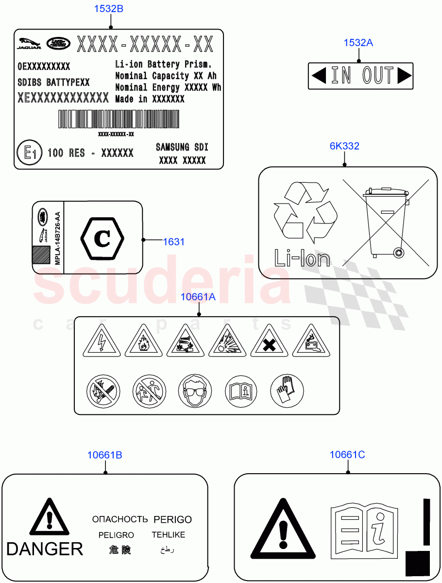 Labels(Traction Battery)(2.0L AJ200P Hi PHEV)((V)FROMJA000001) of Land Rover Land Rover Range Rover Sport (2014+) [5.0 OHC SGDI SC V8 Petrol]