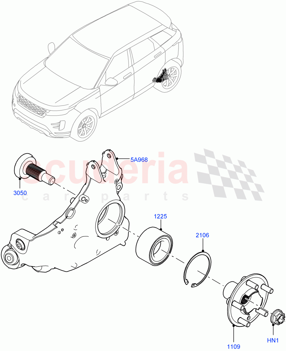 Rear Knuckle And Hub(Halewood (UK)) of Land Rover Land Rover Range Rover Evoque (2019+) [2.0 Turbo Petrol AJ200P]