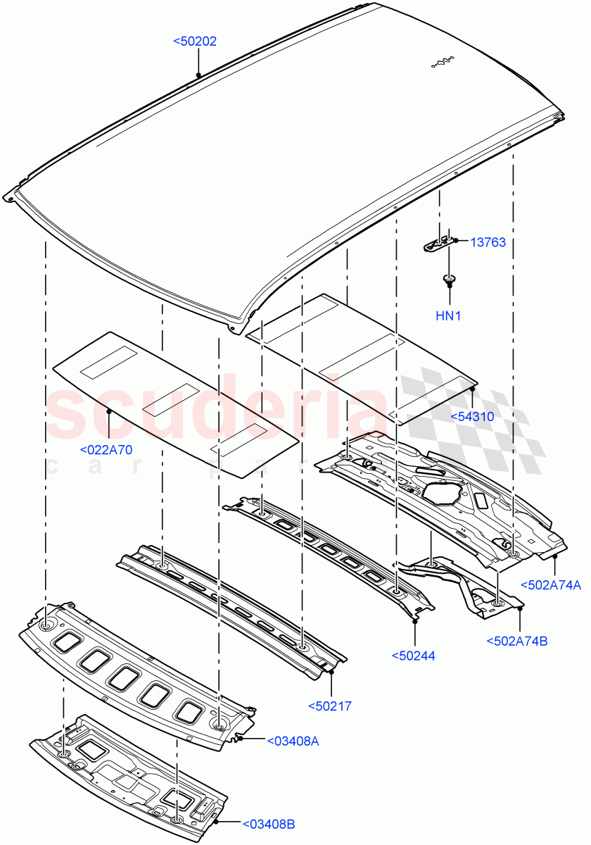 Roof - Sheet Metal (Less Panorama Roof) of Land Rover Land Rover Range Rover Velar (2017+) [2.0 Turbo Petrol AJ200P]