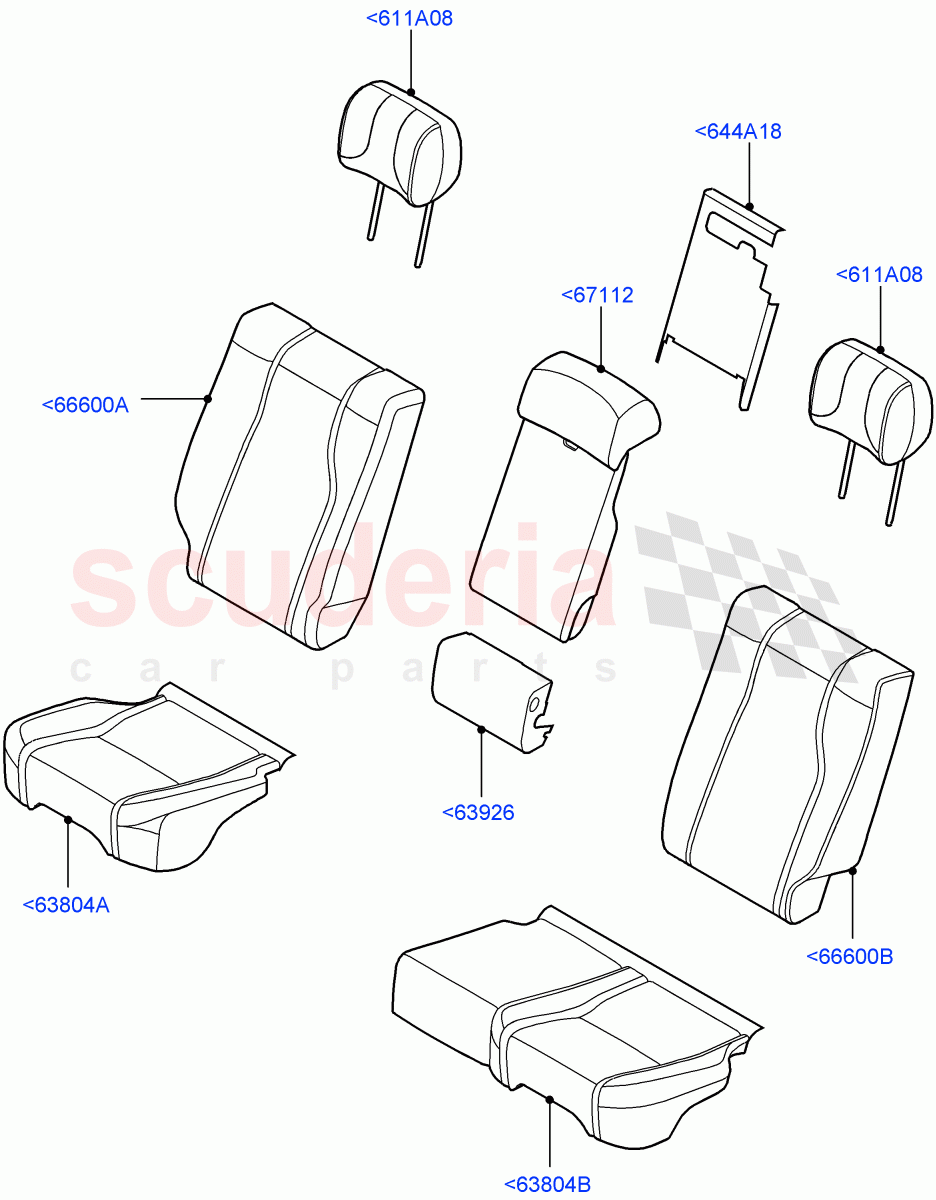 Rear Seat Covers(Semi Aniline Leathr Pinestripe Perf,With 60/40 Power Fold Thru Rr Seat) of Land Rover Land Rover Range Rover (2012-2021) [2.0 Turbo Petrol AJ200P]