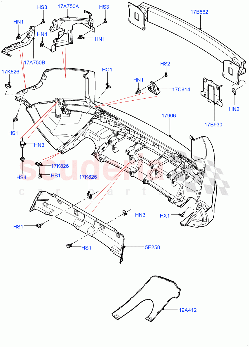 Rear Bumper (Changsu (China), Non Sport/Dynamic) ((V) FROMEG000001) of Land Rover Land Rover Range Rover Evoque (2012-2018) [2.2 Single Turbo Diesel]