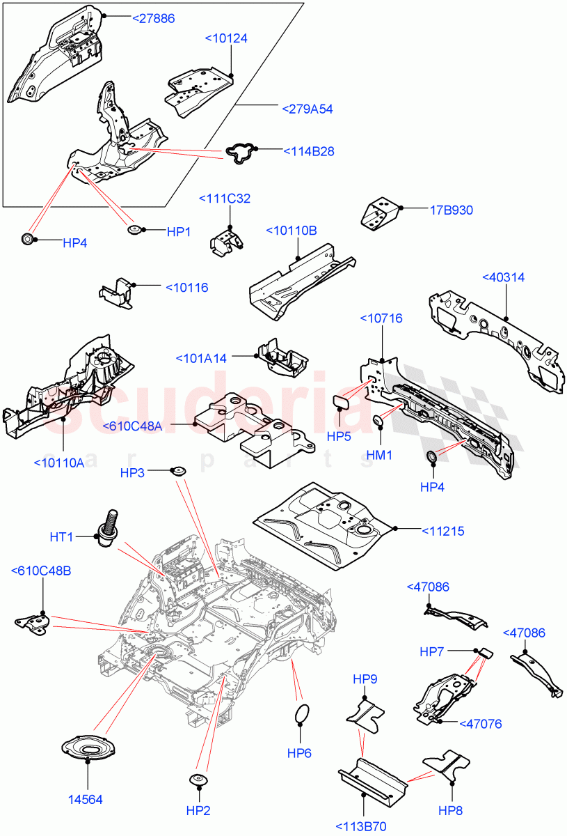 Floor Pan - Centre And Rear(Solihull Plant Build)((V)FROMHA000001) of Land Rover Land Rover Discovery 5 (2017+) [3.0 Diesel 24V DOHC TC]