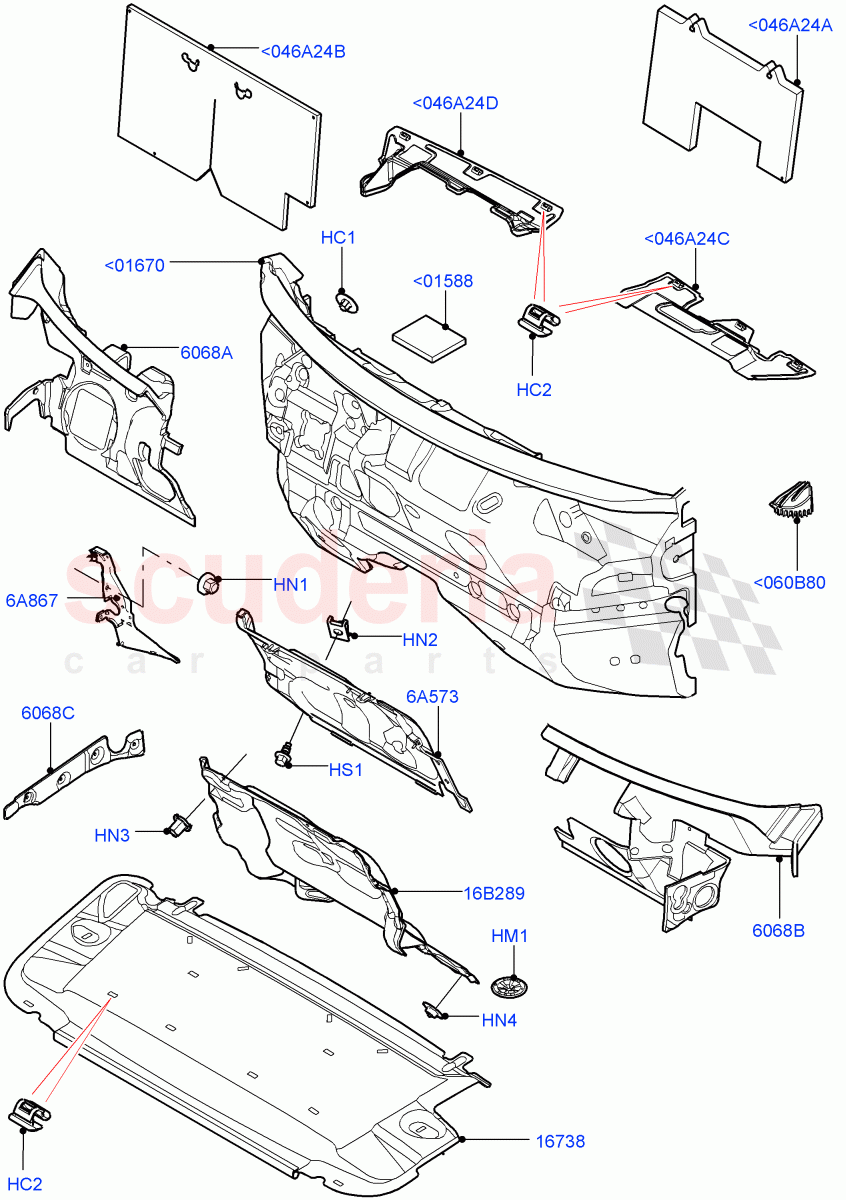 Insulators - Front (Engine Compartment) (Halewood (UK)) of Land Rover Land Rover Range Rover Evoque (2012-2018) [2.2 Single Turbo Diesel]