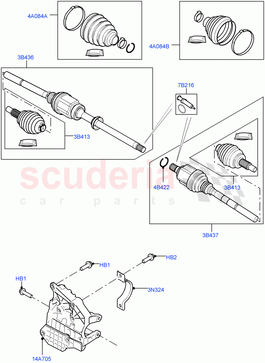 Drive Shaft - Front Axle Drive(6 Speed Manual Trans BG6,Itatiaia (Brazil),9 Speed Auto Trans 9HP50) of Land Rover Land Rover Range Rover Evoque (2019+) [2.0 Turbo Diesel AJ21D4]