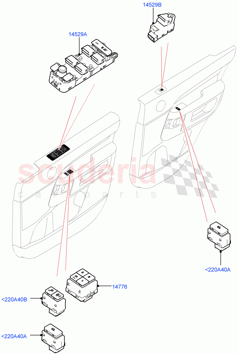 Switches(Solihull Plant Build, Front And Rear Doors)((V)FROMHA000001) of Land Rover Land Rover Discovery 5 (2017+) [2.0 Turbo Diesel]