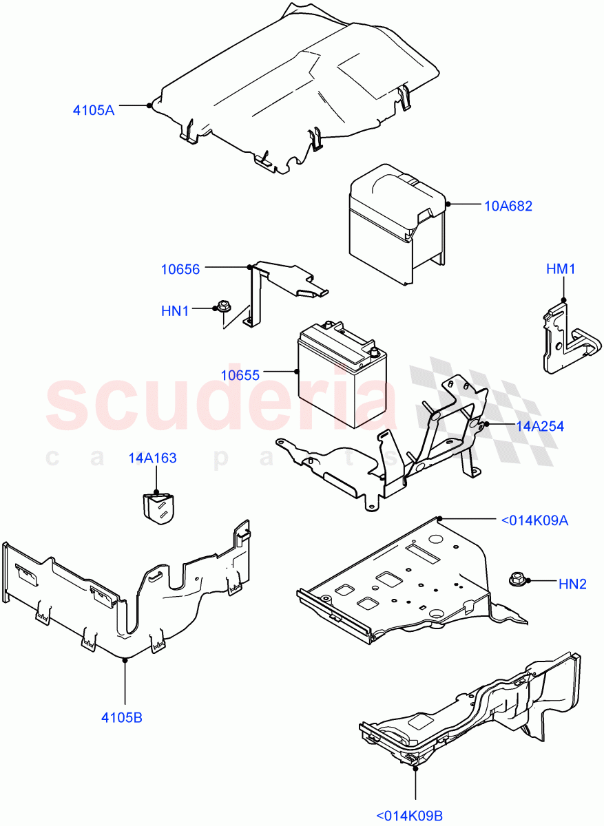 Battery And Mountings(RH)(RHD)((V)FROMEA000001) of Land Rover Land Rover Discovery 4 (2010-2016) [5.0 OHC SGDI NA V8 Petrol]