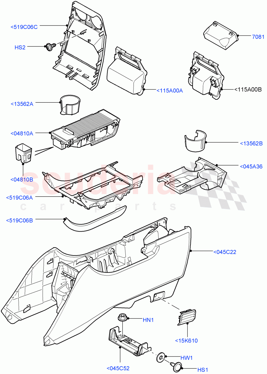 Console - Floor (For Carrier Assy) ((V) TO9A999999) of Land Rover Land Rover Range Rover Sport (2005-2009) [4.2 Petrol V8 Supercharged]