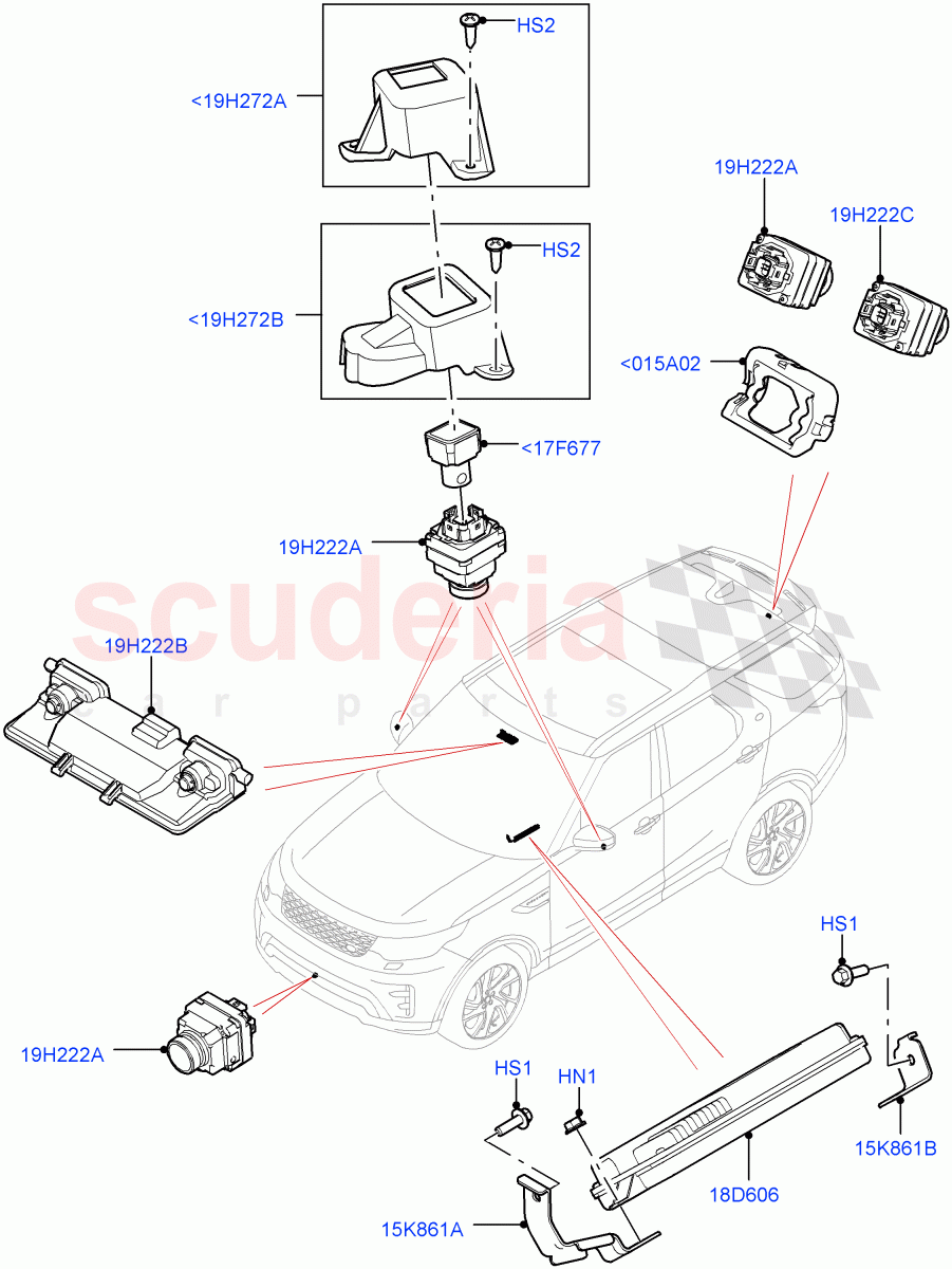 Camera Equipment (Solihull Plant Build) ((V) FROMHA000001, (V) TOHA999999) of Land Rover Land Rover Discovery 5 (2017+) [3.0 Diesel 24V DOHC TC]