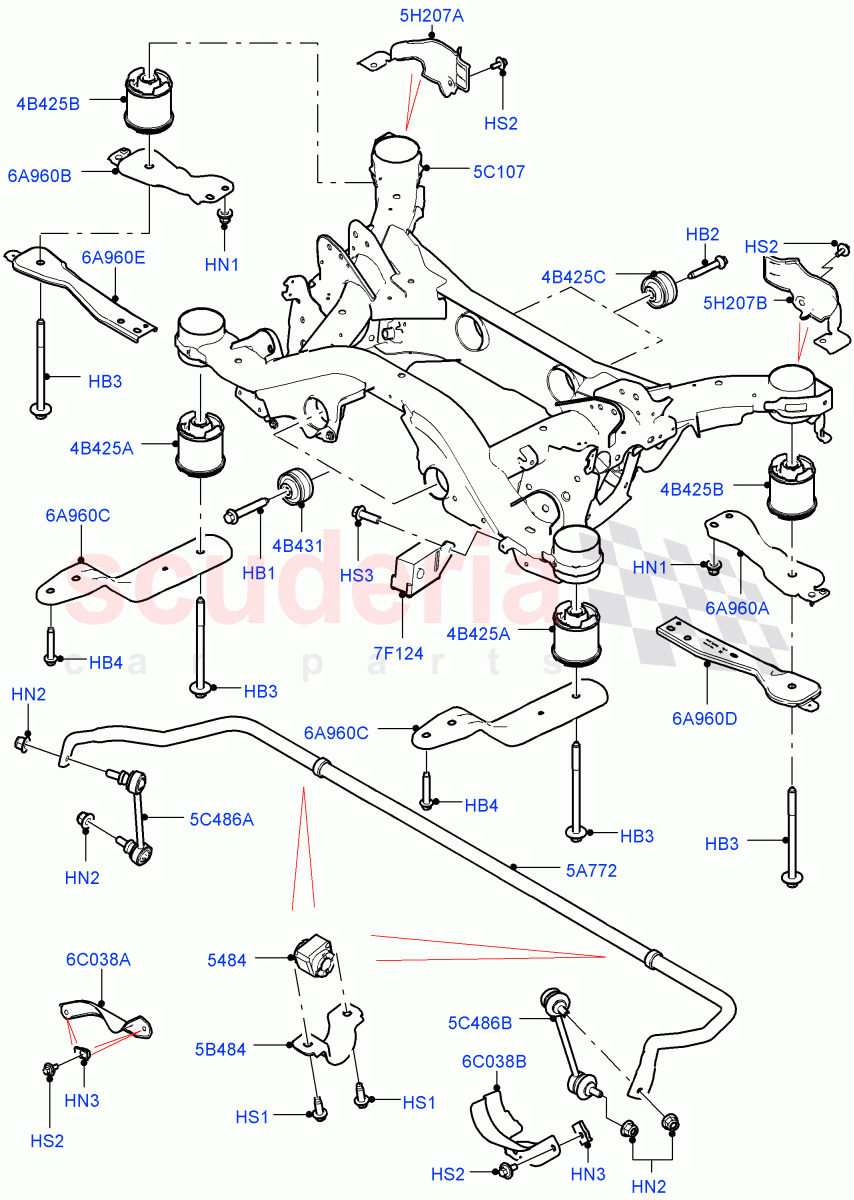 Rear Cross Member & Stabilizer Bar (Itatiaia (Brazil)) ((V) FROMGT000001) of Land Rover Land Rover Discovery Sport (2015+) [2.0 Turbo Diesel AJ21D4]