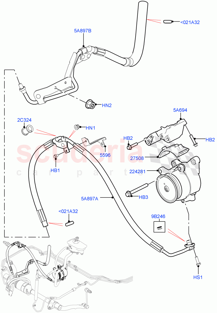 Active Anti-Roll Bar System (High Pressure Pipes, ARC Pump) (5.0 Petrol AJ133 DOHC CDA, With ACE Suspension, 5.0L P AJ133 DOHC CDA S/C Enhanced) ((V) FROMJA000001, (V) TOJA999999) of Land Rover Land Rover Range Rover (2012-2021) [2.0 Turbo Petrol GTDI]
