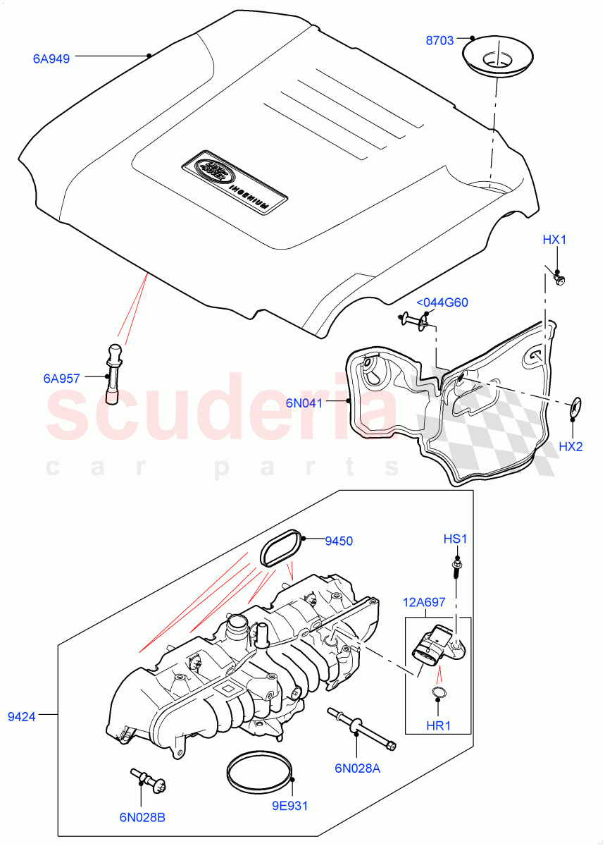 Inlet Manifold(Solihull Plant Build)(2.0L I4 High DOHC AJ200 Petrol,2.0L AJ200P Hi PHEV)((V)FROMJA000001) of Land Rover Land Rover Discovery 5 (2017+) [2.0 Turbo Petrol AJ200P]