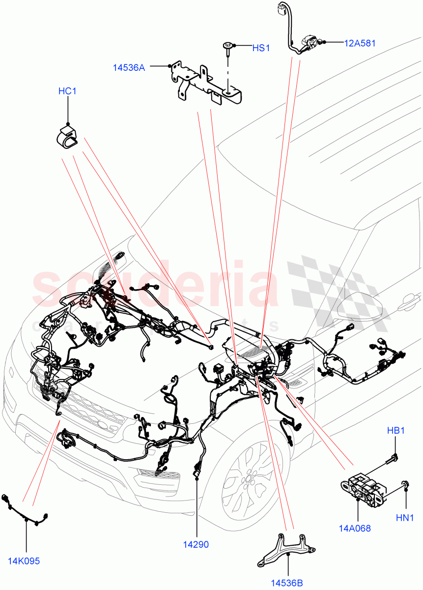 Electrical Wiring - Engine And Dash(Engine Compartment)((V)FROMHA000001) of Land Rover Land Rover Range Rover Sport (2014+) [5.0 OHC SGDI SC V8 Petrol]