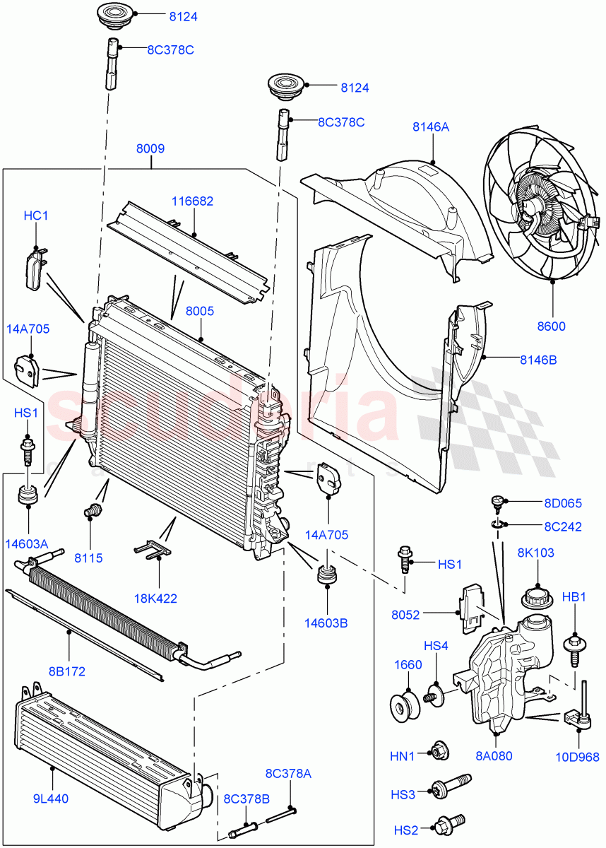Radiator/Coolant Overflow Container (Lion Diesel 2.7 V6 (140KW)) ((V) TO9A999999) of Land Rover Land Rover Range Rover Sport (2005-2009) [2.7 Diesel V6]