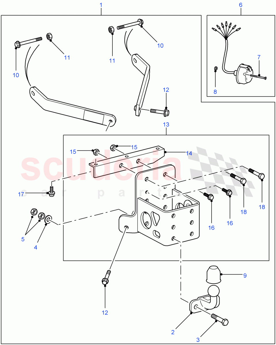 Towing Equip-Drop Plate W/Tow Ball (High Capacity Pick Up, 110" Wheelbase, Chassis Crew Cab, 130" Wheelbase) ((V) FROM7A000001) of Land Rover Land Rover Defender (2007-2016)