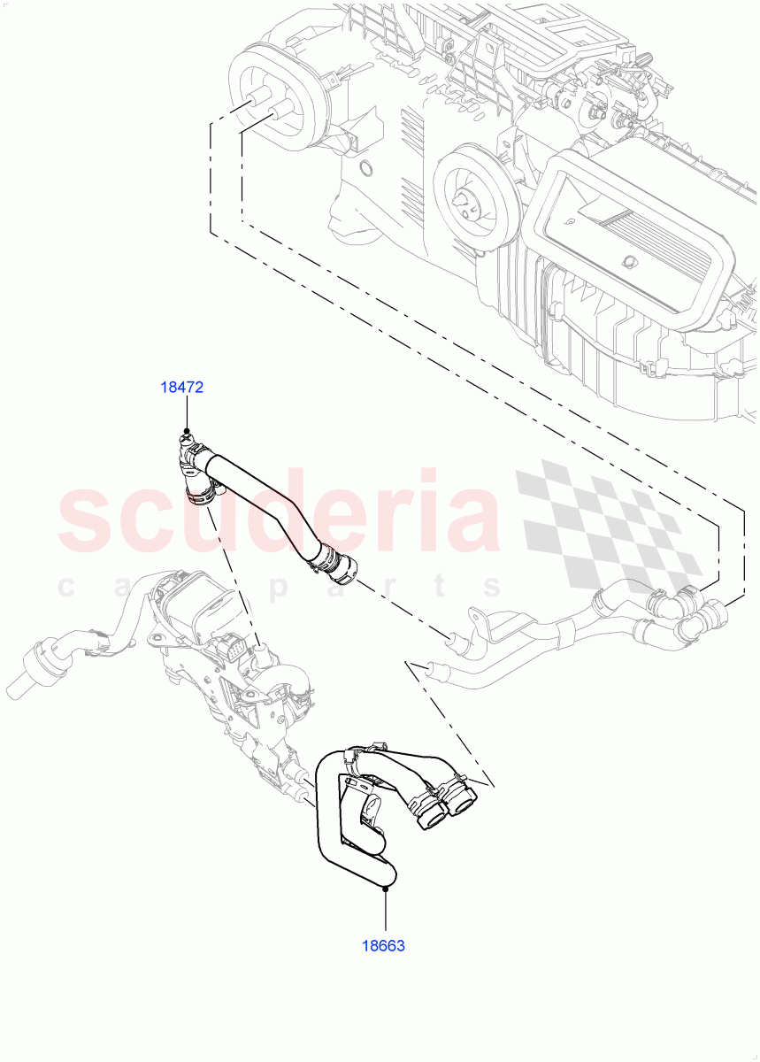 Heater Hoses (Front) (4.4L DOHC DITC V8 Diesel, Fuel Heater W/Pk Heat With Remote, Fuel Fired Heater With Park Heat) ((V) FROMKA000001) of Land Rover Land Rover Range Rover (2012-2021) [4.4 DOHC Diesel V8 DITC]