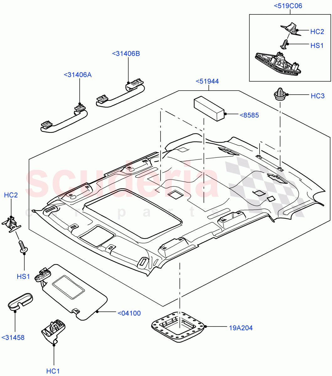 Headlining And Sun Visors ((V) TO9A999999) of Land Rover Land Rover Range Rover Sport (2005-2009) [2.7 Diesel V6]