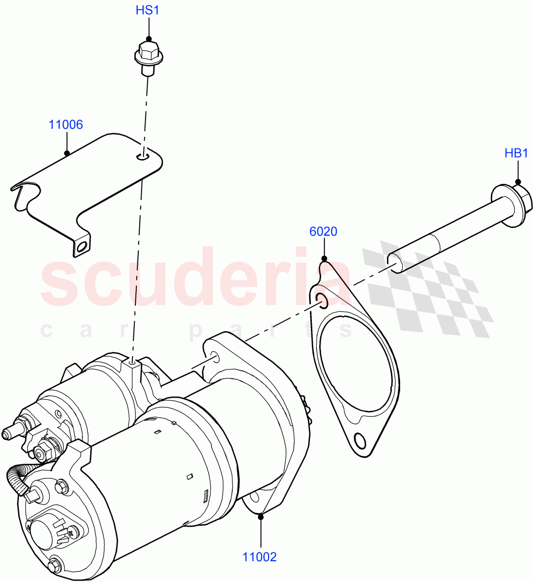 Starter Motor(Nitra Plant Build)(3.0L AJ20P6 Petrol High)((V)FROML2000001) of Land Rover Land Rover Defender (2020+) [3.0 I6 Turbo Petrol AJ20P6]