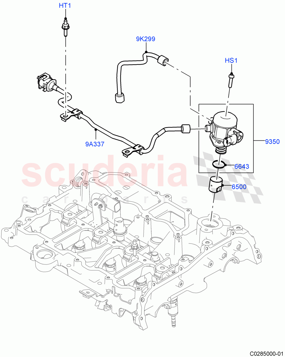 Fuel Injection Pump-Engine Mounted (2.0L I4 Mid AJ200 Petrol E100, Itatiaia (Brazil), 2.0L I4 Mid DOHC AJ200 Petrol) ((V) FROMJT000001) of Land Rover Land Rover Range Rover Evoque (2012-2018) [2.0 Turbo Petrol AJ200P]
