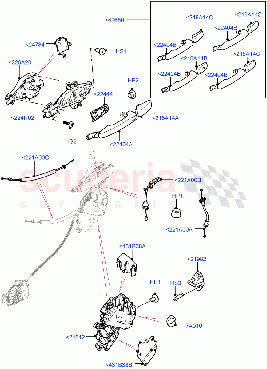 Front Door Lock Controls(Solihull Plant Build)((V)FROMHA000001,(V)TOHA999999) of Land Rover Land Rover Discovery 5 (2017+) [3.0 DOHC GDI SC V6 Petrol]