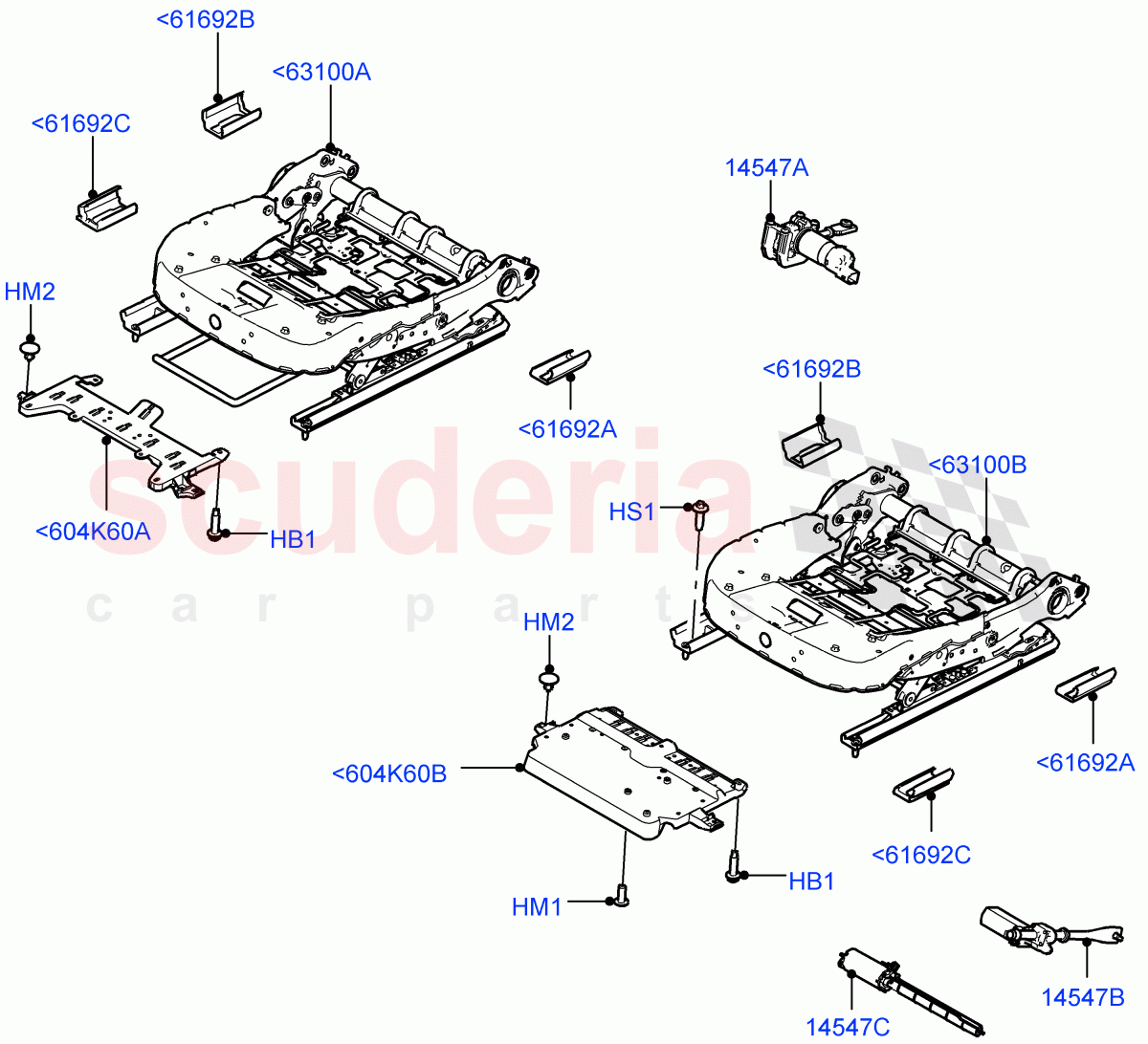 Front Seat Base(Changsu (China)) of Land Rover Land Rover Range Rover Evoque (2019+) [2.0 Turbo Diesel AJ21D4]