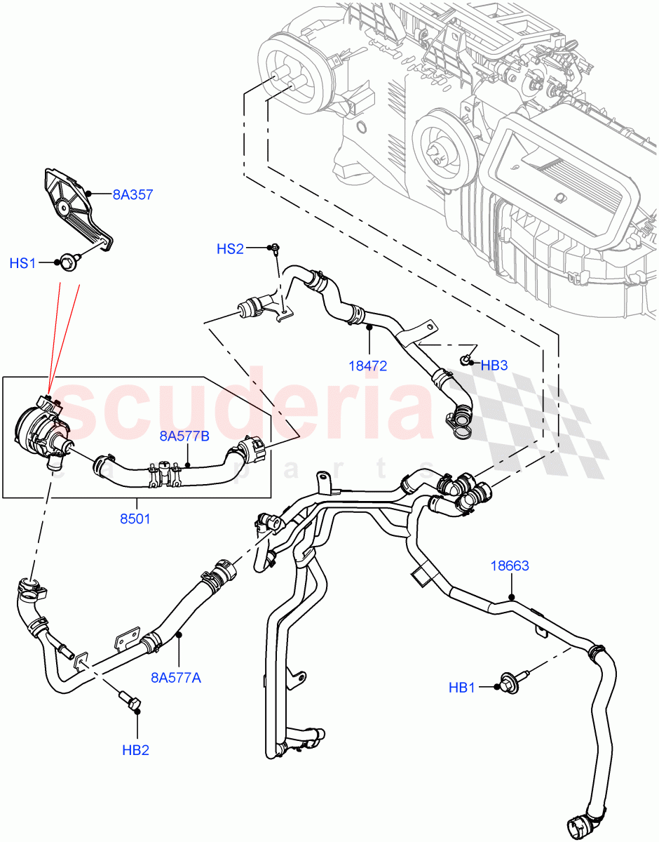 Heater Hoses (Nitra Plant Build) (3.0L AJ20P6 Petrol High, With Ptc Heater, Premium Air Conditioning-Front/Rear, Less Heater) ((V) FROMM2000001) of Land Rover Land Rover Discovery 5 (2017+) [3.0 DOHC GDI SC V6 Petrol]