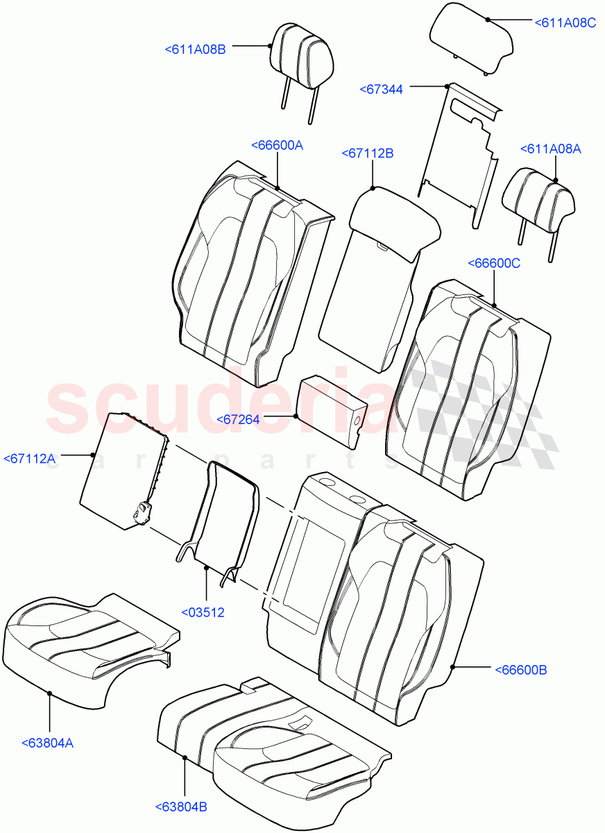 Rear Seat Covers(Windsor Leather Perforated,Non SVR)((V)FROMEA396203,(V)TOHA999999) of Land Rover Land Rover Range Rover Sport (2014+) [3.0 DOHC GDI SC V6 Petrol]