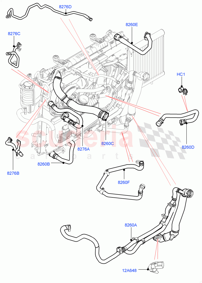 Cooling System Pipes And Hoses (Solihull Plant Build) (2.0L I4 DSL HIGH DOHC AJ200) ((V) FROMHA000001, (V) TOJA999999) of Land Rover Land Rover Discovery 5 (2017+) [2.0 Turbo Diesel]