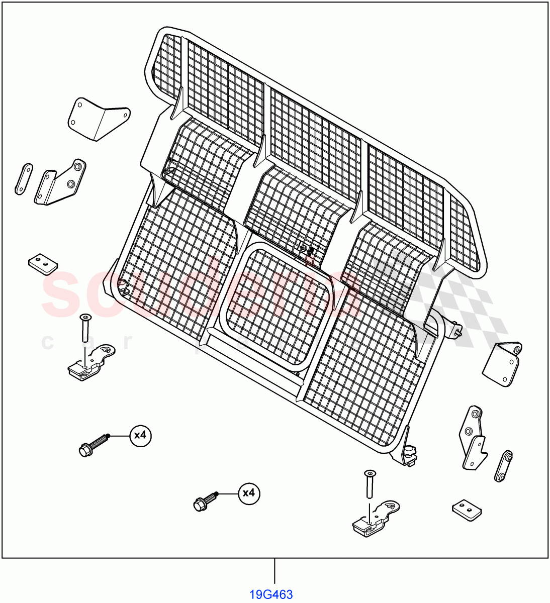 Cargo Barrier(Accessory)(For Unleaded Fuel,With Diesel Fuel Capability,Diesel/Electric - Hybrid) of Land Rover Land Rover Range Rover (2012-2021) [3.0 I6 Turbo Petrol AJ20P6]