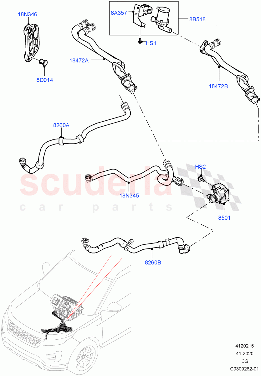 Heater Hoses (1.5L AJ20P3 Petrol High, Halewood (UK)) ((V) FROMMH000001) of Land Rover Land Rover Range Rover Evoque (2019+) [2.0 Turbo Diesel]